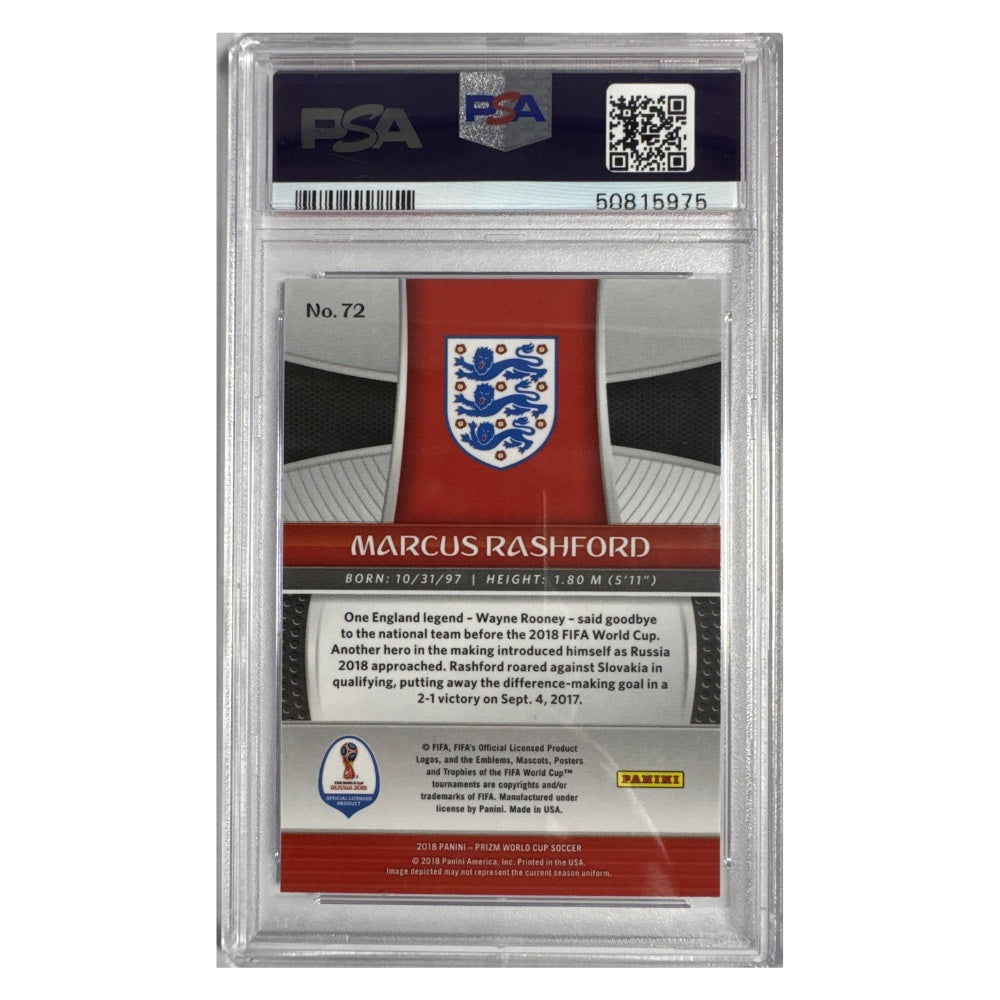 2018 Panini Prizm World Cup #72 – Marcus Rashford – PSA 10 GEM MT