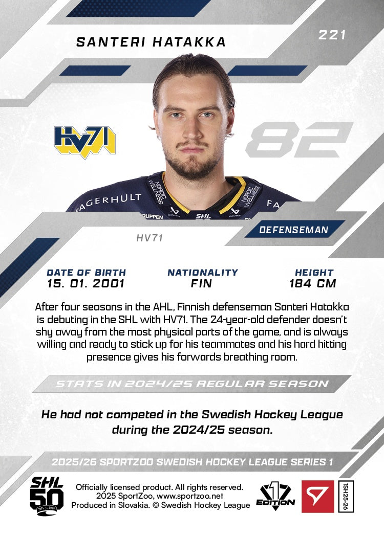 221 HV71 S. HATAKKA - VAALEANPUNAINEN