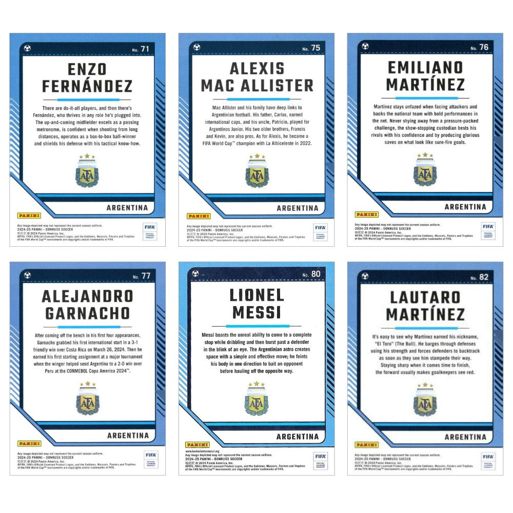 Argentiina - 6 peruskorttia - Panini Donruss Soccer 24/25