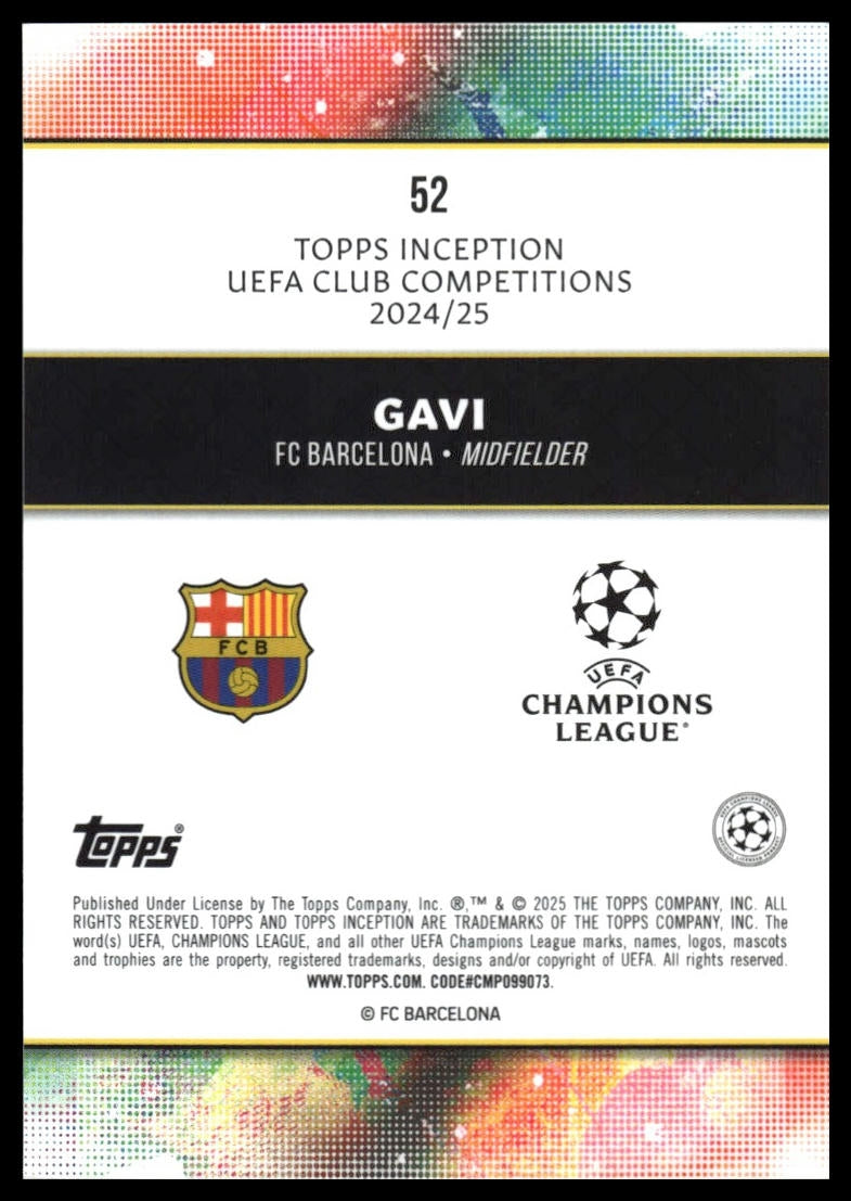 Gavi - Peruskortti - Topps Inception UCC 24/25