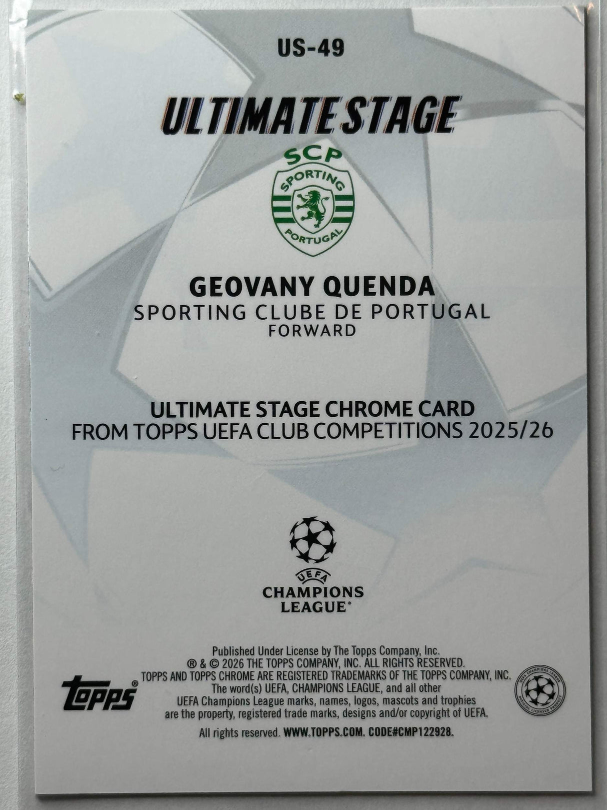 Geovany Quenda – Ultimate Stage – Topps Flagship 25/26