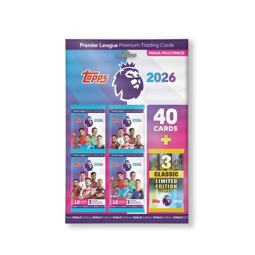 Topps Valioliiga 2025/26 Mega Multipack - 4 vähittäismyyntipakkausta + 3 rajoitetun erän korttia