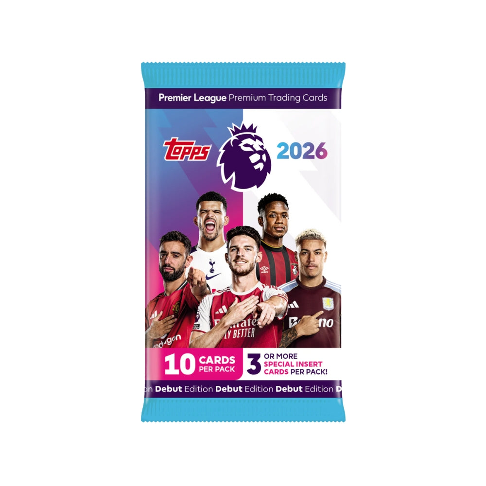 Topps Premier League 2026 Boosterpaket – 10 Fotbollskort