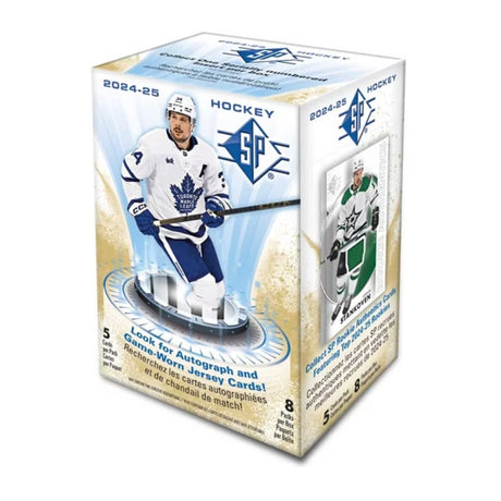 2024/25 Upper Deck SP Blaster Box, oöppnad samlarbox med hockeykort för NHL-samlare.