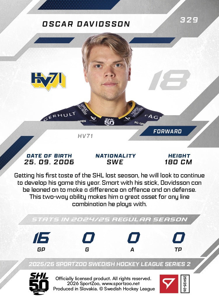 329 HV71 Oscar Davidsson SININEN