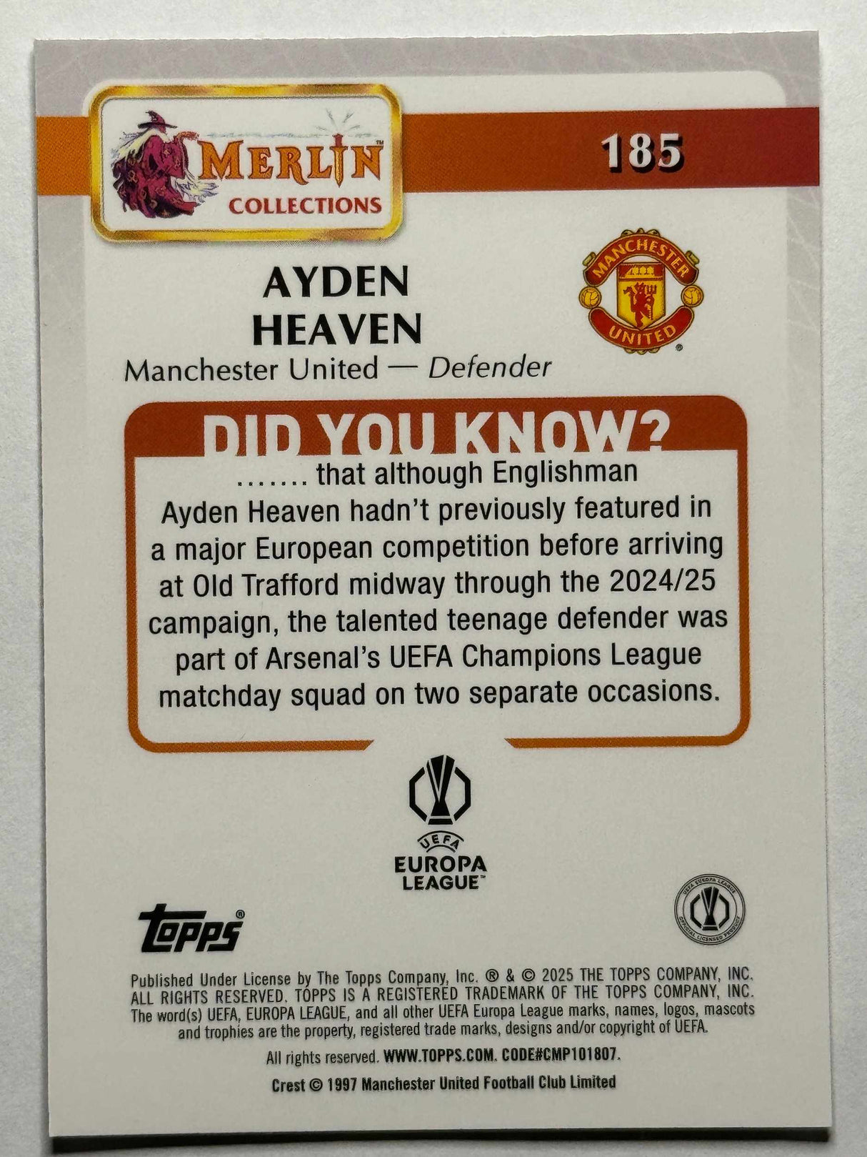 Ayden Heaven - Peruskortti - Topps Merlin UCC 24/25