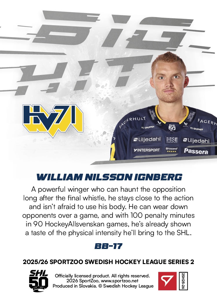 BB-17 HV71 William Nilsson Ignberg ISKU