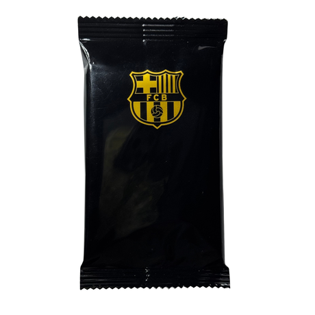 Futera Headliners FC Barcelona 2025 paket med samlarkort föreställande fotbollsspelare från Barca.