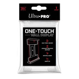 Svart Ultra PRO One Touch väggfäste för display av samlarkort i skyddsfodral monterat på vägg.