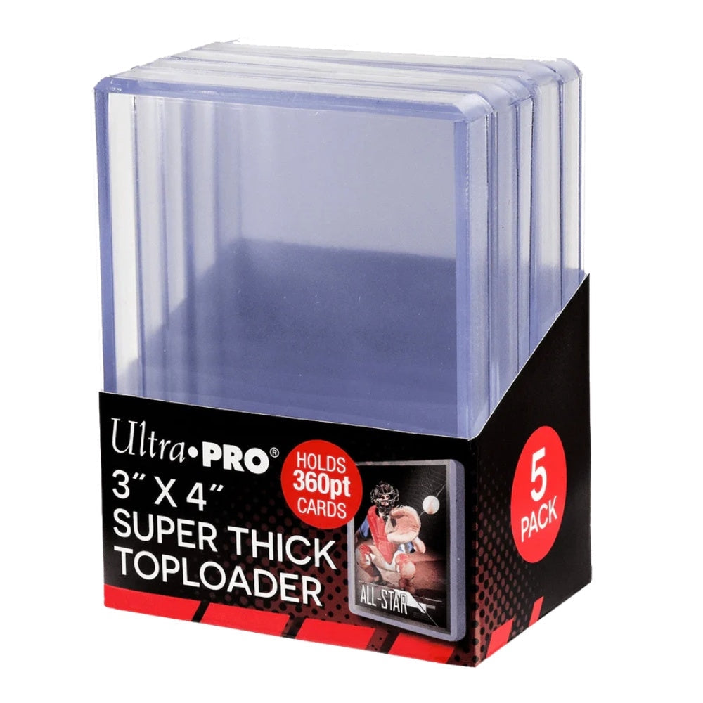 Ultra PRO Super Thick Toploader 360 pt, genomskinligt skydd för tjocka samlarkort och sportkort.