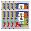 Panini FIFA World Cup 2026 stickers med åtta paket fotbollsbilder för samlare.